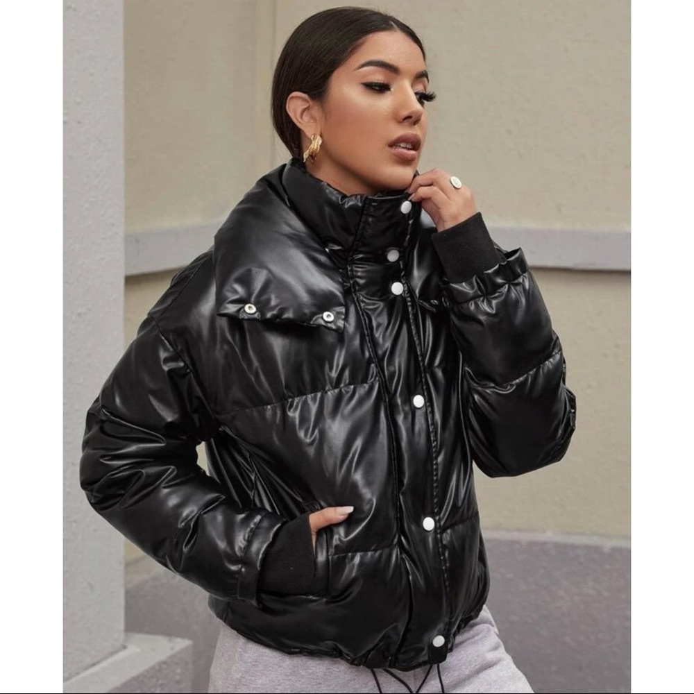 SHEIN Zip up PU puffer jacket XL NWT